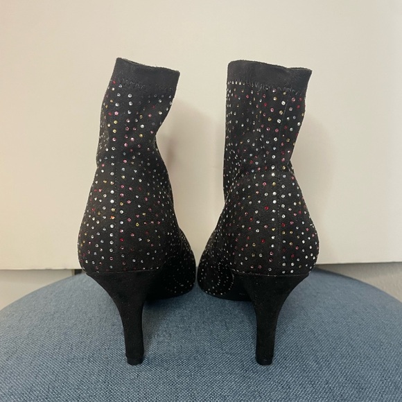 INC Black Rhinestone Padded Bray Pointed Toe Stiletto Booties size 10 - Picture 4 of 12